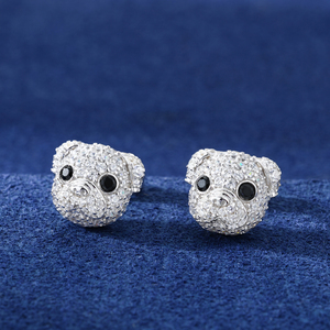 Orecchini a perno con cagnolino, <span class=keywords><strong>in</strong></span> argento sterling 925 placcato oro, con moissanite VVS e diamanti, stile Quiet Luxury, per uomo e donna - Product Image 4