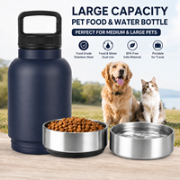 Bouteille d'eau pour chien en gros 3-en-1, isolée sous vide, en acier inoxydable 304, ensemble bol distributeur d'eau et de nourriture portable pour animaux de compagnie, pour camping en extérieur
