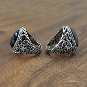 Anillo fino de Plata de Ley 925 <span class=keywords><strong>con</strong></span> estilo vintage <span class=keywords><strong>para</strong></span> hombre negro oxidado <span class=keywords><strong>con</strong></span> <span class=keywords><strong>piedras</strong></span> <span class=keywords><strong>preciosas</strong></span> regalo de forma ovalada - Product Image 5