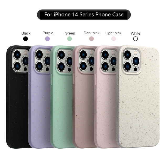 Full Protection Ultra Slim Wheat Straw Eco-friendly Mobile 100% Biodegradable Phone Case for iPhone 15 13 14 Cover