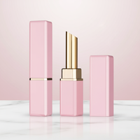 Nouveau tube à rouge à lèvres carré élégant rose doré au design personnalisé, conteneur vide de luxe en métal pour baume à lèvres, échantillon gratuit