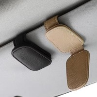 Porte-lunettes de soleil universel pour voiture Clip magnétique en cuir Porte-billets pour carte Pare-soleil automatique Boîte à lunettes Accessoires de décoration