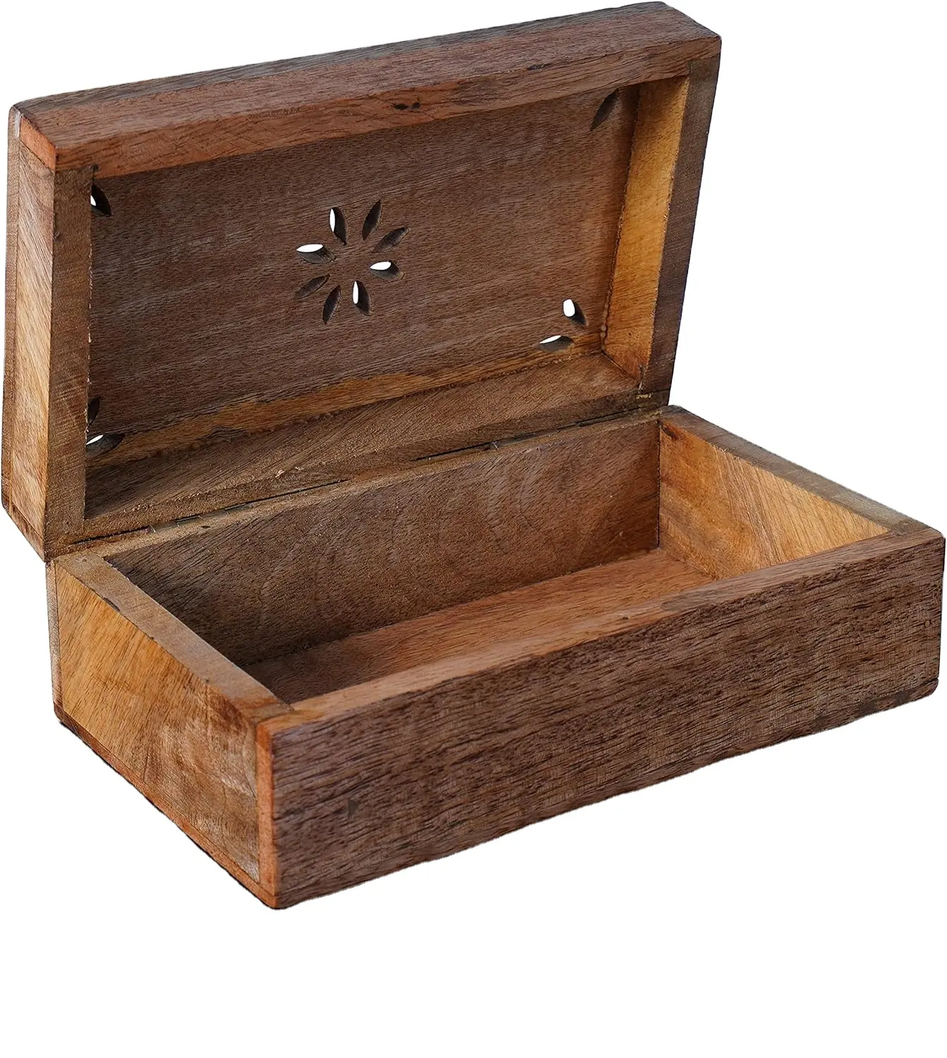 קופסת אחסון דקורטיבי מעץ עם מכסה מכסה מכונף בסגנון סרינה כפרי בינוני, מעוצב בסגנון סרינה, תכשיטים ועוד
