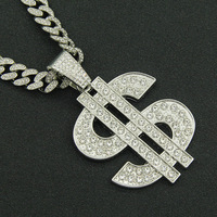 Collier pendentif croix signe dollar plaqué or rhodié 14 carats, chaîne cubaine, bijoux hip-hop pour homme, cadeau
