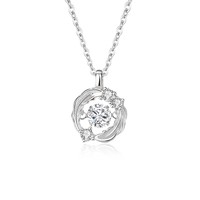 Collier pendentif en moissanite 5 mm rond motif feuille couronne en argent sterling 925 plaqué or blanc, en stock, bijoux en gros pour femmes