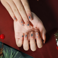 Vente en gros de faux ongles mats de Noël à coller |   Arbre de Noël personnalisable en forme de cercueil vert/marron/blanc, flocon de neige/renne doré