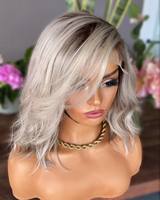 Peluca de encaje Frontal, ombré, rubio ceniza, Bob, cabello humano alineación con cutícula, encaje Frontal, cabello de bebé