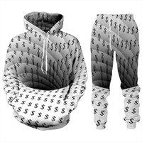 Ensemble de survêtement pour homme classique d'automne, imprimé illusion optique, motif 3D personnalisé, respirant, tendance streetwear, sweat-shirt et pantalon