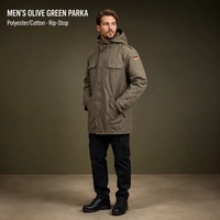 Parka camouflage vert olive en toile de coton vintage pour homme OEM ODM personnalisé ISO CE