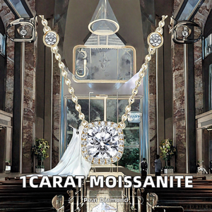 Collar con Colgante de Moissanita de 1 Quilate para Mujer, Joyería Fina de Moda, Cadena de Clavícula de Plata de Ley S925 con Diseño Geométrico - Product Image 3