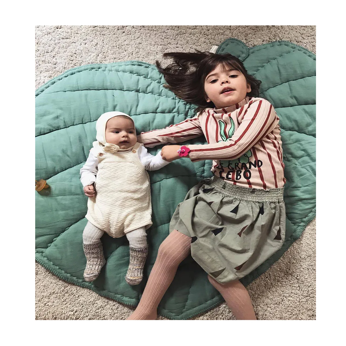 Детский хлопковый игровой коврик с листьями, толстые коврики для ползания диаметром 110 для младенцев, детская комната