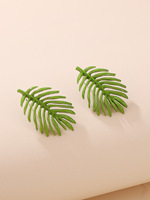 Boucles d'oreilles clous en alliage plaqué or - Feuille creuse 3D et texture éventail, style chic bohème pour femme