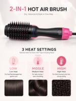 Brosse sèche-cheveux professionnelle HYUNDAI avec ions négatifs pour le lissage, le coiffage et le brushing, noir rose