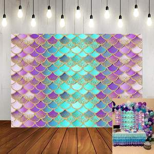 मरमेड राजकुमारी पृष्ठभूमि चमक मरमेड तराजू पृष्ठभूमि बच्चों के जन्मदिन की पार्टी सजावट लड़कियों गोद भराई फोटो पृष्ठभूमि बैंगनी - Product Image 4