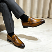 Mocassins Penny pour Hommes en Cuir Véritable avec Coutures Tressées, Chaussures Habillées à Enfiler pour Affaires, Style Sur Mesure de Qualité Supérieure à Prix d'Usine