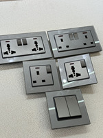 Interrupteur mural électrique britannique avec ports USB/Type-C, verre trempé, 220-250V 20A, durable, blanc/noir/gris, 2 voies, installation facile