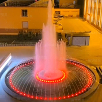 Fuente de Agua Circular Moderna para Paisajes, Fuente Decorativa de Chorro Alto para Exteriores con Sistema de Control Inteligente