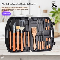 Ensemble d'outils de barbecue en gros, en acier inoxydable avec manche en bois, mallette portable, kit BBQ 18 pièces incluant un couteau