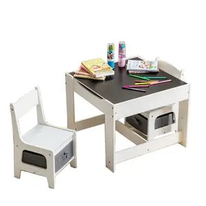 ילדי שולחן וכיסא סט עם לבן לוח לוח, 3 ב 1 עץ פעוט פעילות שולחן לגו בניין בלוק משחק שולחן