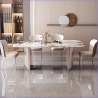 Ensemble de table et chaises de salle à manger rectangulaire moderne de luxe avec plateau en marbre, 4 à 6 places, pour salon et restaurant, designs de meubles en pierre frittée