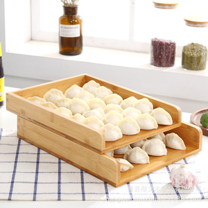 Solid Wood Dumpling <b>Tray</b> Stackable Frozen Food Storage Serving Plate For Kitchen Use - Product Image 1