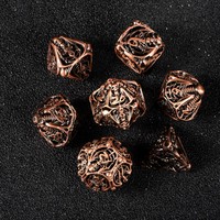 Lot de 7 dés de jeu de rôle D&D en métal, motif crâne évidé, pour jeux de société RPG, durables et de luxe