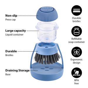 Spazzola per Piatti Minimalista Blu-Grigia <span class=keywords><strong>con</strong></span> Dispenser di Sapone, Spazzola per Lavaggio Stoviglie da Cucina - Product Image 5