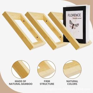 <b>Wall</b> <b>Mounted</b> Bamboo Bookshelf Floating <b>Shelf</b> For Bedroom Living Room Storage Organization Durable Natural Color - Product Image 1