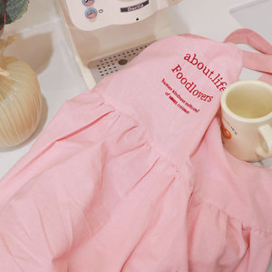 Spring Summer Cotton Apron Cream White Embroidered Foodlovers Design For Home Outdoor Use Oil Resistant Plus Size Available - Product Image 4