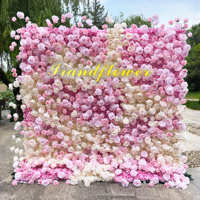 Toile de fond murale en fleurs de soie 5D personnalisée, panneau floral artificiel coloré enroulable pour la décoration d'événements de mariage