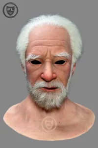 Masque en silicone ultra réaliste pour personnes âgées, masque intégral pour homme âgé avec cheveux blancs et barbe - Product Image 4