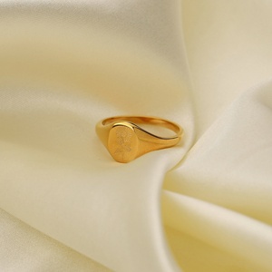 High Quality Women Fashion Jewelry Custom Engraved <b>Blank</b> Signet <b>Ring</b> Customized Flower Gold Plated Oval <b>Rings</b> for Women - Product Image 5