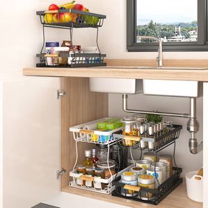 Organisateur de cuisine coulissant à 2 niveaux en métal pour sous-évier, vente en gros sur mesure - Product Image 6