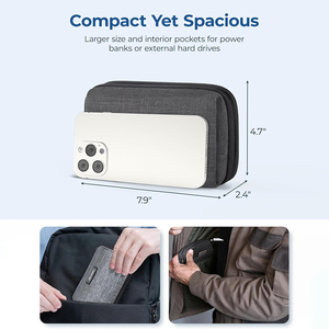 Estuche Organizador de Electrónicos para Viaje, Bolsa Organizadora de Cables y Cargadores para Teléfono, Accesorios, Banco de Energía, Negro - Product Image 5