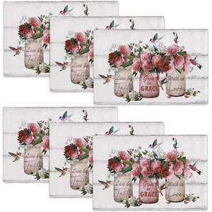 Mantel Individual de plástico PP, mantel Individual de mesa de flores rosas, manteles individuales de alta calidad, mantel impermeable para Decoración - Product Image 1