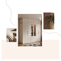 Armoire de bureau personnalisée blanche crème de luxe légère penderie principale en bois intégrée avec commode d'angle pour chambre à coucher maison