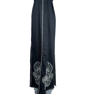 เดรสยาวปักลายสไตล์วินเทจสำหรับผู้หญิง คอเว้าพร้อมเข็มขัดคาดเอว ชุดลำลองสำหรับผู้หญิง ฤดูร้อน ฤดูใบไม้ร่วง - Product Image 4