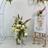 Grand arrangement floral artificiel en soie, Hortensia et Rose Vert Clair, pour vase moderne, centre de table de mariage et décoration de réception