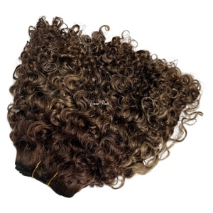 Estensioni per <span class=keywords><strong>capelli</strong></span> umani ricci profondi castano Balayage, a doppia trama, con cuticole allineate, <span class=keywords><strong>capelli</strong></span> Remy cambogiani castano scuro, ricci afro. - Product Image 5