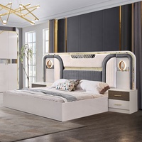 Nouvelle conception de chambre à coucher turque complète, ensembles de luxe pour lit king size, 5 pièces, cadre en bois double, ensemble de meubles de chambre à coucher modernes