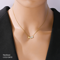 Collar de Joyería con Colgante de Corazón de Circonio y Acero Inoxidable Chapado en Oro, Nuevo y en Oferta, para Mujer, para Fiestas, Uso Diario Informal