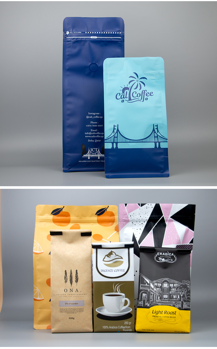 grinded coffee bags with zipper and valve custom factory manufacturers