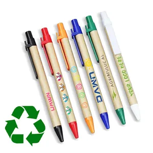 Personalized With Logo Print Ball Point Pen Advertising Cheapest Promotional Pen Gift Custom Paper Plastic Custom Ballpoint Pen