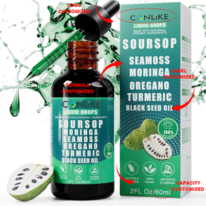 قطرات سائلة مرّة من العلامة التجارية الخاصة OEM/ODM، 10 في 1 تحتوي على الأعشاب البحرية والمورينجا والكركم وزيت الحبة السوداء - Product Image 6