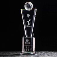 Trophée de sculpture humanoïde de golf en cristal transparent personnalisé avec texte gravé au laser Sports Award Craft