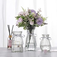 Vase à fleurs en cristal transparent de style Art Déco, vase en verre décoratif pour la décoration de la maison