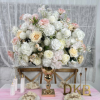 Boule de fleurs artificielles personnalisée rouge, rose, blanche, 90 cm, grande boule florale en soie, centre de table pour mariage, décoration