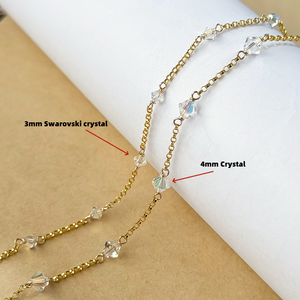 고급 14k 골드 채워진 롤 체인 크리스탈 비즈 실버 925 체인 여성용 보석 팔찌 목걸이 만들기 - Product Image 2
