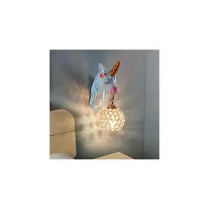 도매 벽 예술 홈 침실 LED 램프 유니콘 벽 동상 빛 머리 벽 조각