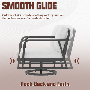 Silla Mecedora Giratoria de Aluminio para Exteriores, Moderna, con Cojín, Portátil y Cómoda, para Jardín y Terraza - Product Image 6